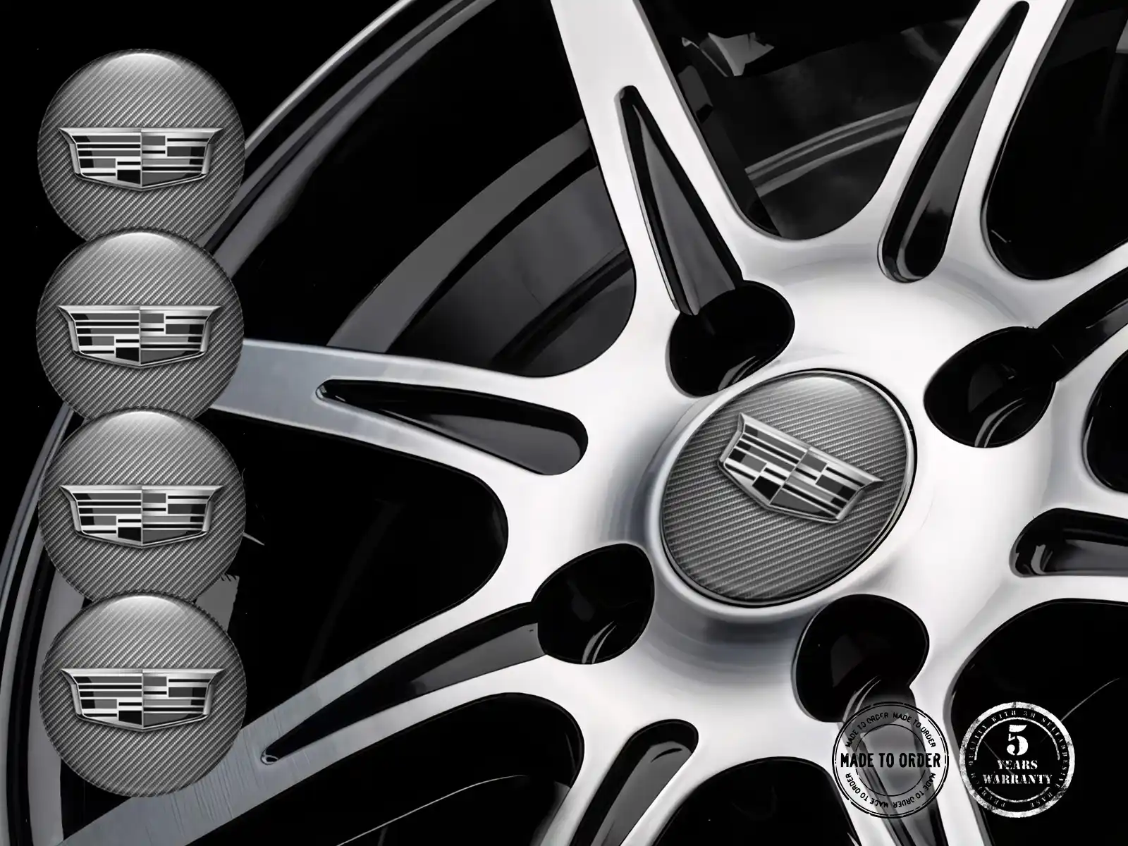 Cadillac Wheel Emblem Edition Premium Domed Stickers